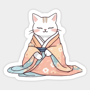 Cute cat in kimono Sticker